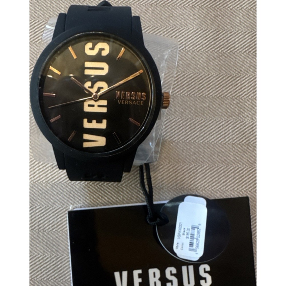 Versus Versace Quartz Analog 42mm Black Silicone Strap Watch w/Box Manual